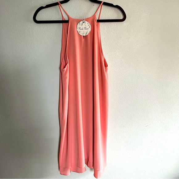 Woman’s High Neck Peach Summer Dress - Picture 3 of 3